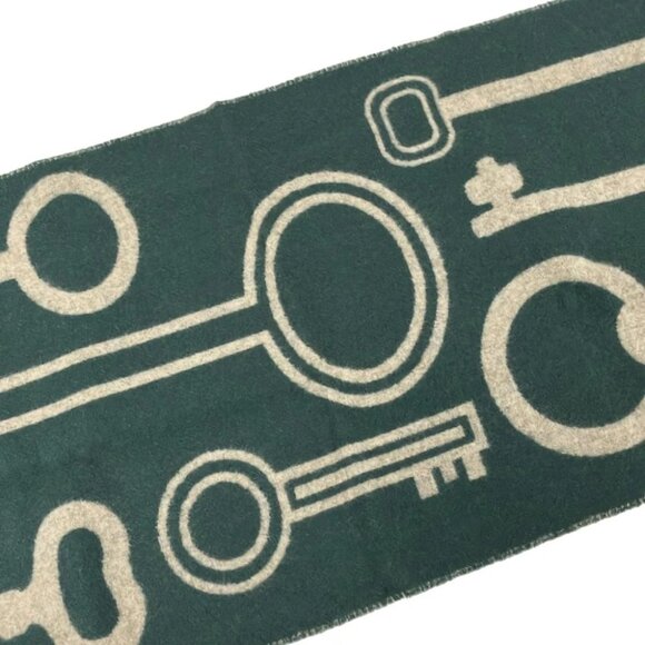 Auth HERMES - Dark Green Beige Cashmere Scarf - Picture 5 of 5